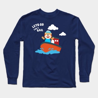 Cute lion the animal sailor on the boat Long Sleeve T-Shirt